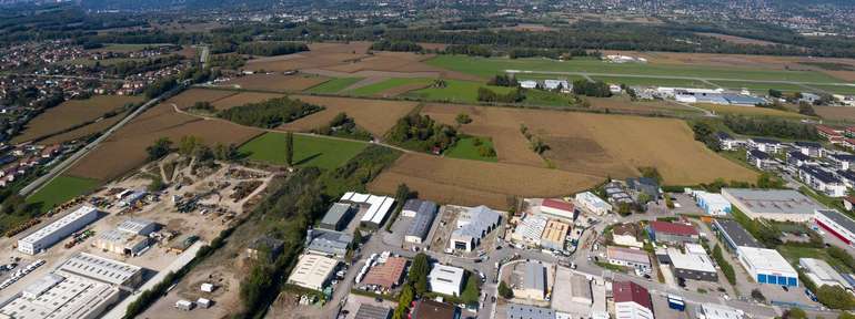 Vue aérienne du secteur des Tuileries (entreprises et espaces agricoles)